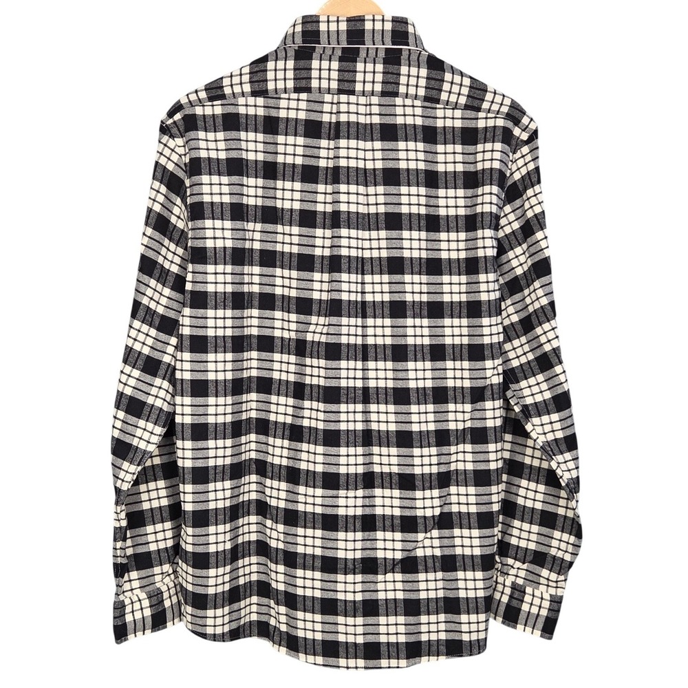 Brooks Brothers Button Down Flannel Shirt Mens Medium Black White Plaid NEW - Picture 3 of 8